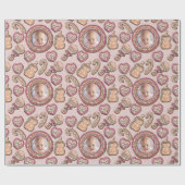 Roze Kerst Gingerbread Cookies Baby Foto Cadeaupapier (Vlak)
