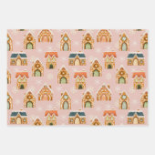 Roze Kerst Gingerbread Cookies Sneeuwvlokken Inpakpapier Vel (Voorkant)
