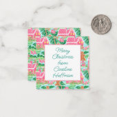 Roze Kerst Gingerbread Gift Enclosure Notitiekaartje (Voorkant / Achterkant in situ)