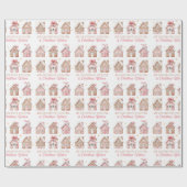 Roze Kerst Gingerbread Houses Wrapping Paper Cadeaupapier (Vlak)