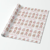 Roze Kerst Gingerbread Houses Wrapping Paper Cadeaupapier (Uitgerold)
