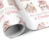 Roze Kerst Gingerbread Houses Wrapping Paper Cadeaupapier (Rol Hoek)
