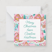 Roze Kerst Gingerbread Huizen Gift Enclosure Notitiekaartje (Voorkant)