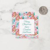 Roze Kerst Gingerbread Huizen Gift Enclosure Notitiekaartje (Voorkant / Achterkant in situ)