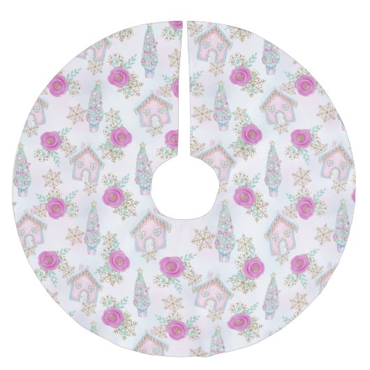 Roze Kerst Gingerbread Kerstboom Rok (Voorkant)