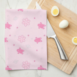 Roze Kerst Gingerbread Man Sneeuwvlokken Patroon Theedoek