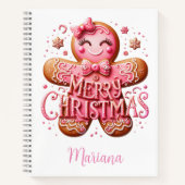 Roze Kerst Gingerbread Notitieboek (Voorkant)