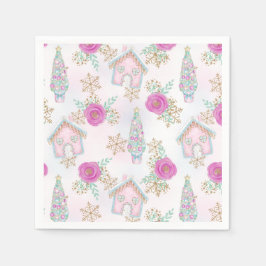 Roze Kerst Gingerbread Servet