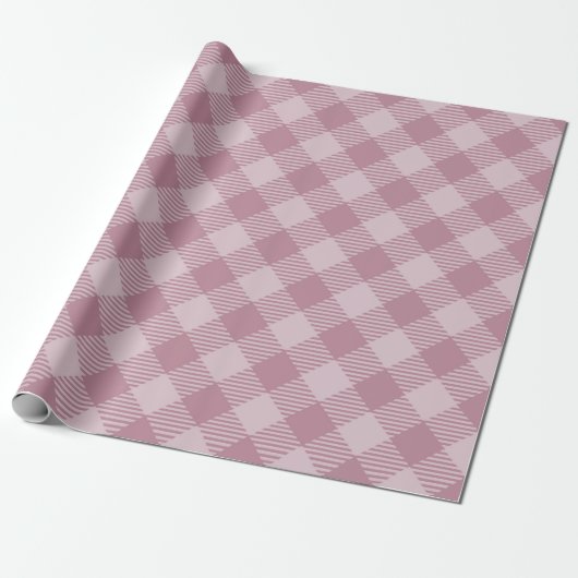  Roze Kerst Gingham Pattern Cadeaupapier (Uitgerold)