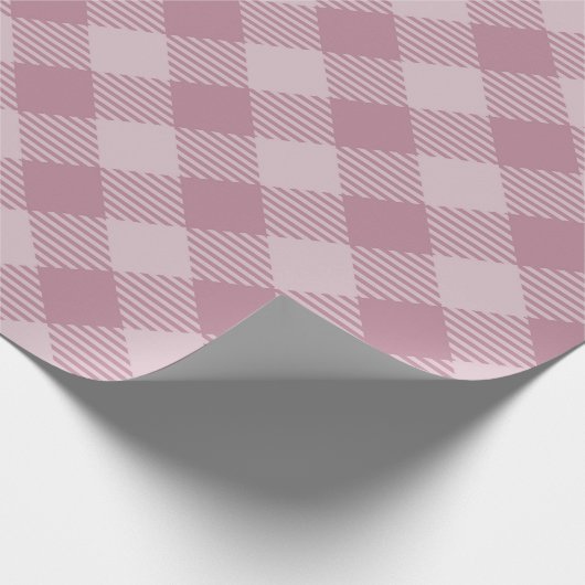 Roze Kerst Gingham Pattern Cadeaupapier (Hoek)