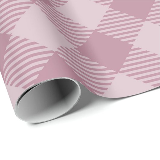 Roze Kerst Gingham Pattern Cadeaupapier (Rol Hoek)