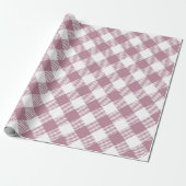  Roze Kerst Gingham Pattern Cadeaupapier (Uitgerold)