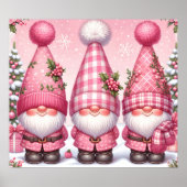 Roze Kerst Gnomen Poster (Voorkant)