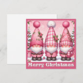 Roze Kerst Gnomen Wenskaart Feestdagenkaart (Voorkant / Achterkant)