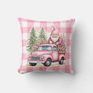 Roze Kerst Gnoom & Truck Vrolijk Kerstspel Kussen