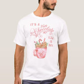 Roze Kerst Heet Chocolade Mok Witte T-Shirt (Voorkant)