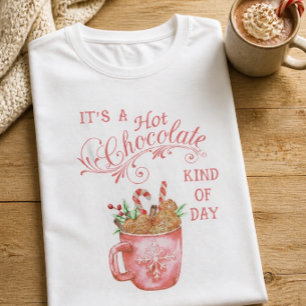 Roze Kerst Heet Chocolade Mok Witte T-Shirt