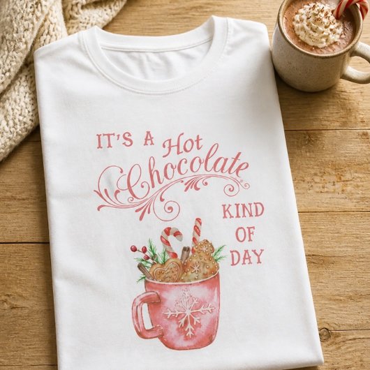 Roze Kerst Heet Chocolade Mok Witte T-Shirt