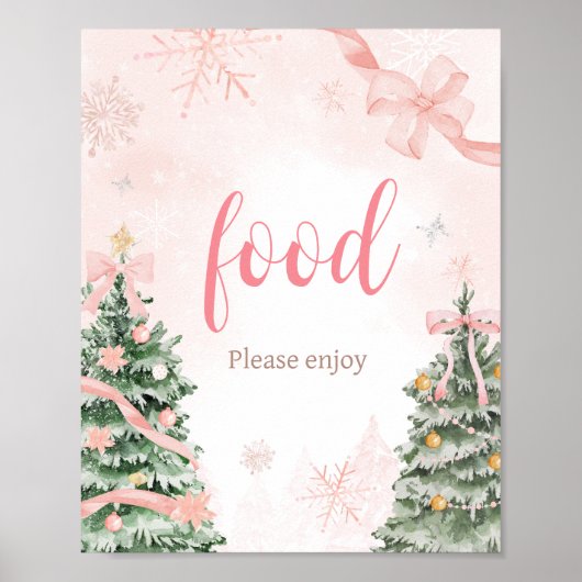Roze Kerst Het is Koud Buiten Baby shower Eten Poster (Voorkant)