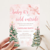 Roze Kerst Het is koud buiten Baby shower Kaart
