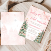 Roze Kerst Het is koud buiten Baby shower Kaart