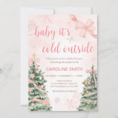 Roze Kerst Het is koud buiten Baby shower Kaart (Voorkant)