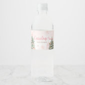 Roze Kerst Het is koud buiten Baby shower Waterfles Etiket (Voorkant)