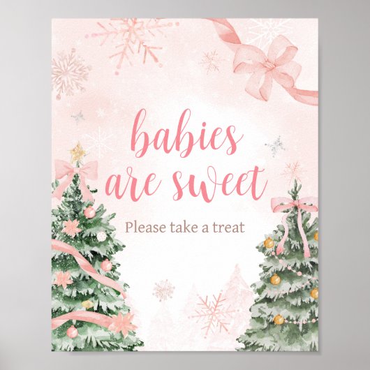 Roze Kerst Het is Koud Buiten Baby's Zijn Zoet Poster (Voorkant)
