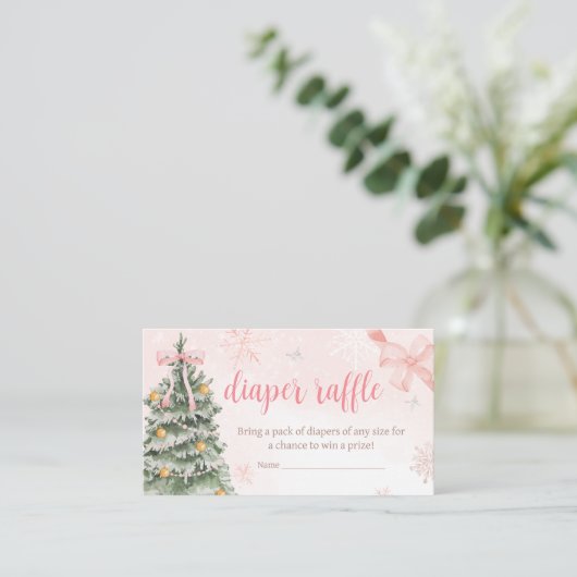 Roze Kerst Het is koud Buiten Luier Raffle Informatiekaartje (Staand voorkant)