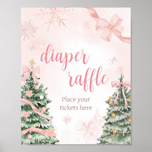 Roze Kerst Het is koud Buiten Luier Raffle Poster (Voorkant)