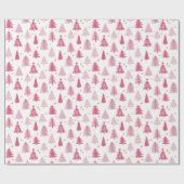 Roze Kerst Holiday boom Cadeaupapier (Vlak)