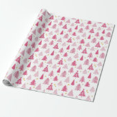 Roze Kerst Holiday boom Cadeaupapier (Uitgerold)