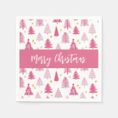 Roze Kerst Holiday boom Servet (Voorkant)