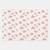 Roze Kerst Holly snoepjes en strikken Inpakpapier Vel (Voorkant 2)