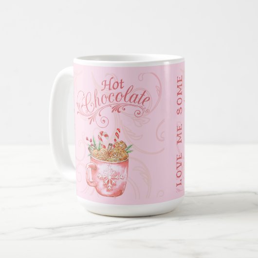 Roze Kerst Hot Chocolate Mok (Voorkant links)