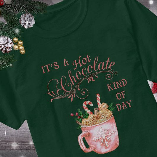 Roze Kerst Hot Chocolate Mok Donker T-shirt