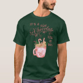 Roze Kerst Hot Chocolate Mok Donker T-shirt (Voorkant)