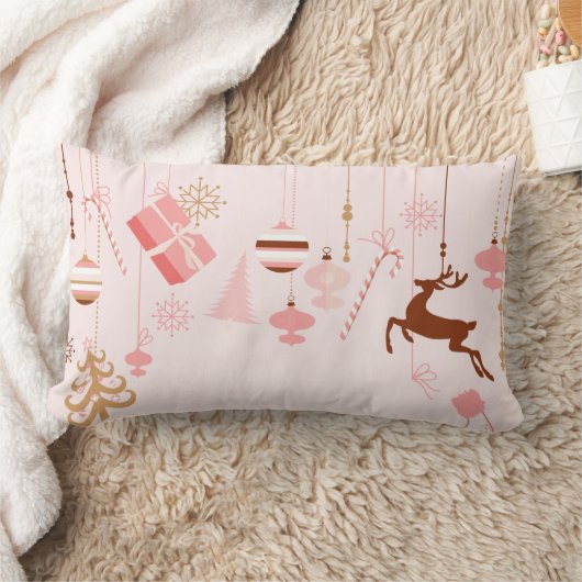 Roze Kerst Iconen Decoratief Kussen (Deken)