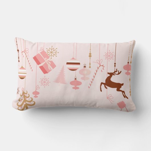 Roze Kerst Iconen Decoratief Kussen (Voorkant)