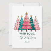 Roze Kerst in het Bos Feestdagenkaart (Voorkant)