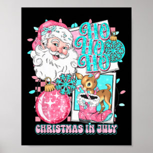 Roze Kerst In Juli Retro Santa Disco Snowman G Poster