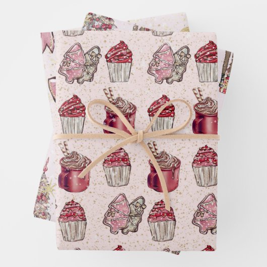 Roze kerst inpakpapier vel (In situ)