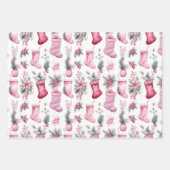 Roze kerst inpakpapier vel (Voorkant 3)