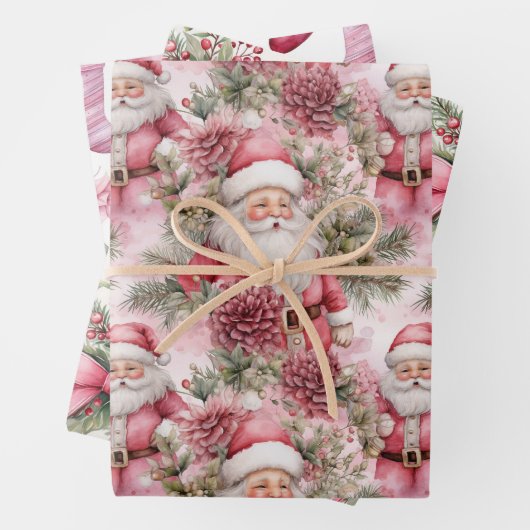 Roze kerst inpakpapier vel (In situ)