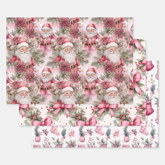 Roze kerst inpakpapier vel (Set)