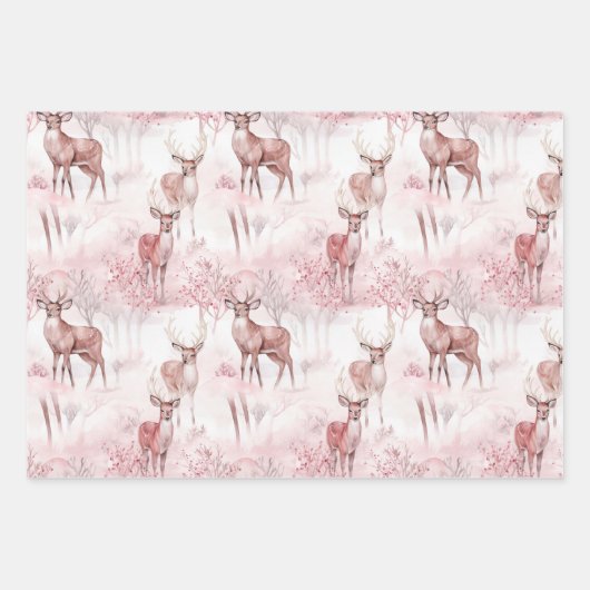 Roze kerst inpakpapier vel (Voorkant 3)