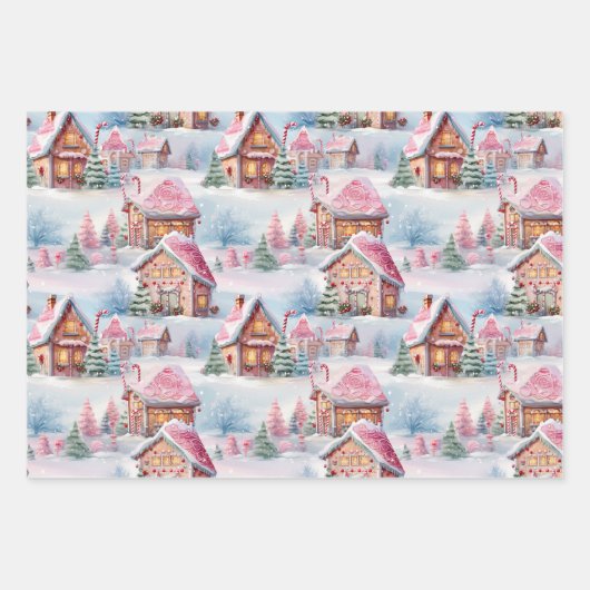 Roze kerst inpakpapier vel (Voorkant 2)