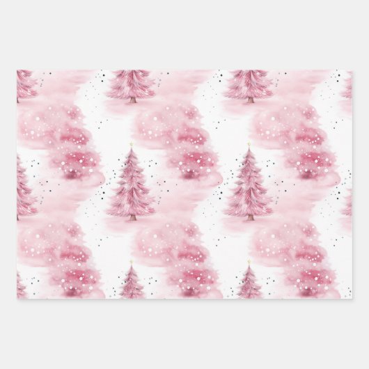 Roze kerst inpakpapier vel (Voorkant)