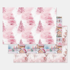 Roze kerst inpakpapier vel