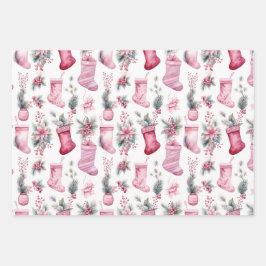 Roze kerst inpakpapier vel